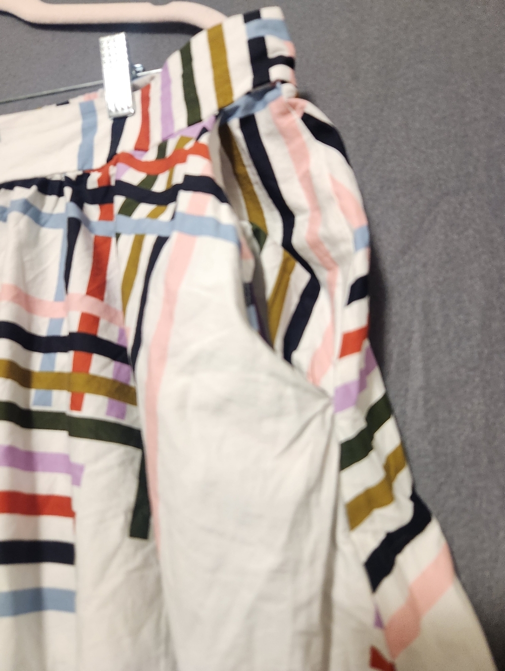 Eloquii Skirt Women Size 18 White Multicolor Stripes With Pockets Zipper Stretch - Picture 5 of 13